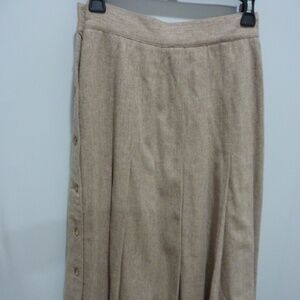 Vintage Liz Claiborne  Wool Pleated Skirt With Side Buttons Size S Made In USA